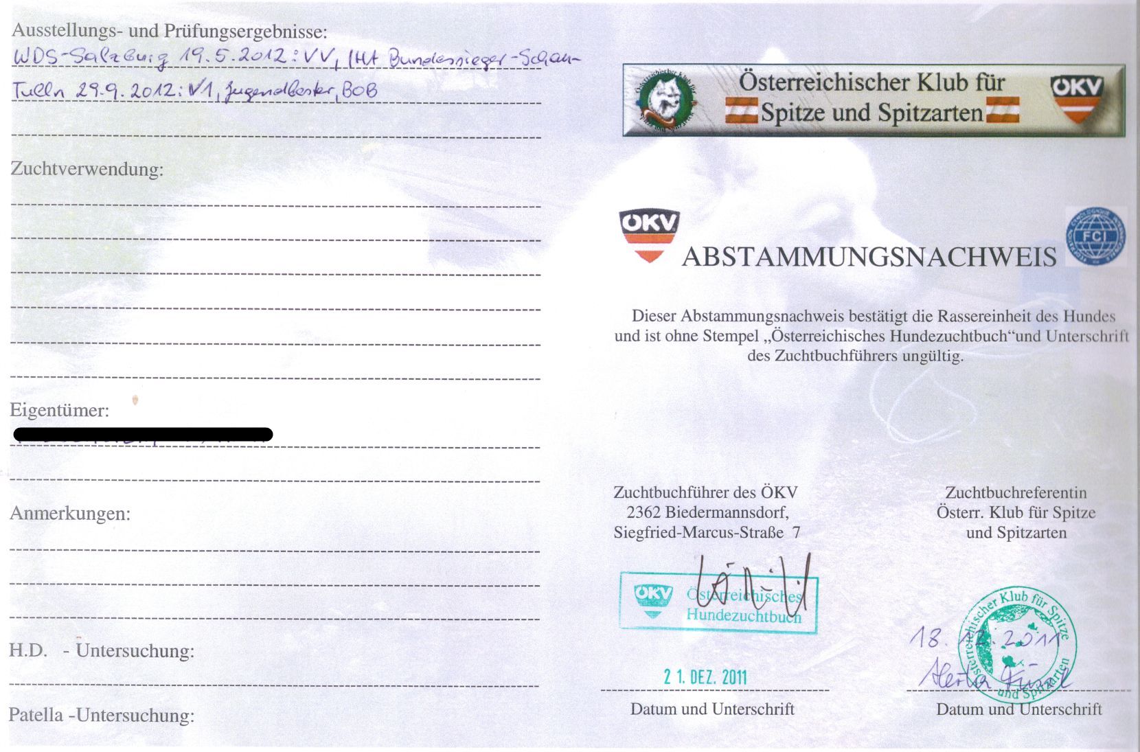 Abstammungsnachweis